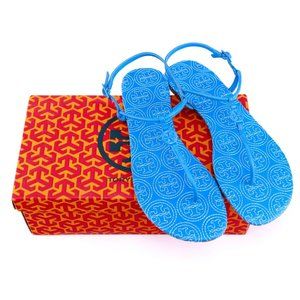 NIB Tory Burch EMMY Thong Leather Sandals Ocean 10.5